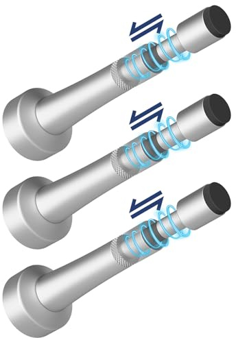 3Pcs Adjustable Door Stopper, 3.07-4.45in Aluminum Door Stoppers for Bottom of Door, Silver Door Stops for Wall with Silicone Tip, Screw & Adhesive Installation