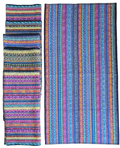 Ilkadim Export Handtuch-Set 6 Stück 45x90cm, bunt Gemustert, 100% Baumwolle, Handtücher, Duschtücher, Badetuch (dunkel Gemustert Ethno)