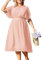 Hanna Nikole Robe en mousseline de soie pour femme, grande taille, longueur genou, robe trapèze à manches volantées, rose clair, 52 plus