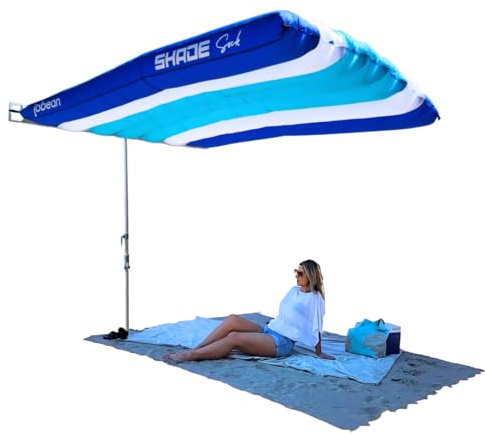 ShadeSock – The Ultimate Wind-Inflating Beach Shade – Silent, Non-Flapping Design, 8x10ft Auto-Directing Canopy – Light-Weight and Portable – Easy 2 Minute Set-Up