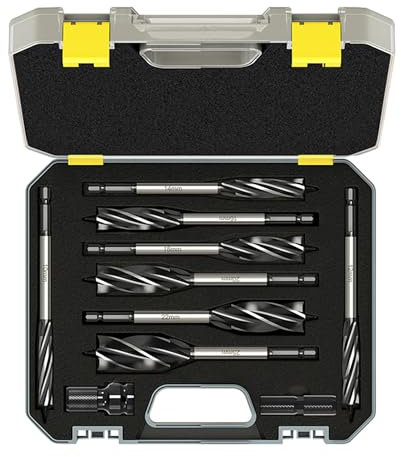 8 Stück Professional Holzbohrer Set: Holzarbeiten Bohrer Set mit 1/4 Zoll Sechskantschaft inkl 10mm/12mm/14mm/16mm/18mm/20mm/22mm/25mm
