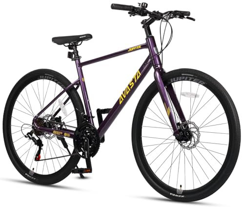 AVASTA Rennrad für Erwachsene, 700C-Räder,21-Gang-Schaltung, Fahrrad mit Starrgabel und Doppelscheibenbremse für Männer und Frauen, 50 cm, Lila