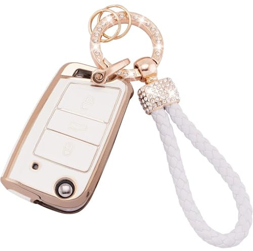 HIBEYO Coque de protection en silicone pour clé pliante de voiture pour VW Golf R R20 GTI 7 MK2 MK7 Lamando Variante Coque de protection en silicone pour clé de voiture à rabat Accessoire pour V-W C 3