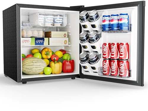 EUHOMY 46L Mini-Kühlschrank mit Umkehrbarer Tür, 7-Stufen Thermostat + Kühlbox, 39dB Ultra-Leise Kühlschrank klein für Schlafzimmer/Büro, Energieeffizient, Kompakt (Schwarz)