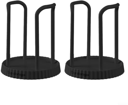 Set di 2 portabicchieri eleganti in plastica ABS, salvaspazio, design impermeabile per un facile accesso, per una conservazione efficiente (nero)