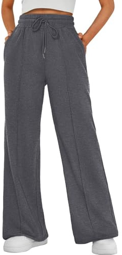 CheChury Pantaloni Tuta Larghi Donna Pantaloni Gamba Dritta Larga Palazzo Lounge Lunghi Eleganti Pantaloni A Vita Alta Elastico Tasche Fitness Casual Tasche Tuta da Jogging con Coulisse