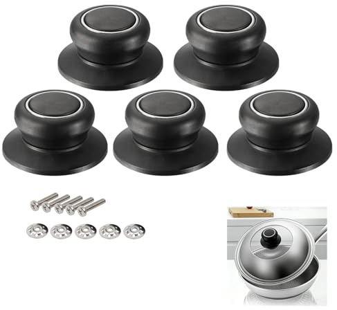 Pomos Universales para Tapas de Ollas – Asas de Recambio Resistente al Calor para Tapas de Vidrio, Diseño Ergonómico y Fácil Instalación, Antideslizantes y Aptos para Lavavajillas, Uso Versátil en Coc
