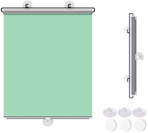 68x125cm Suction Cup Roller Blinds, Blackout Roller Blinds,Thermal Insulation and Sun Protection Privacy Screens, Retractable Portable Curtains, for Bedroom Conservatory green