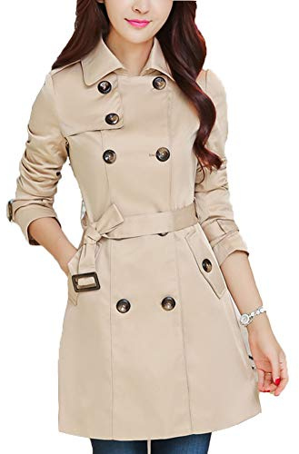Classic Pink Trench Donna Invernale Elegante Cappotto Doppio Petto Blazer Ufficio Casual Autunno Parka Cachi M