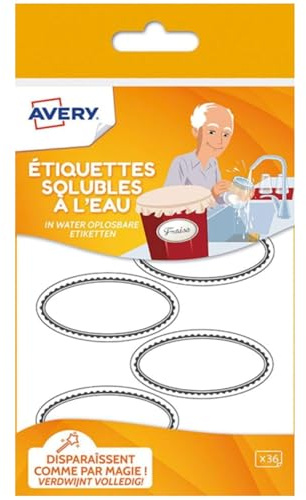 Avery solub36 Set med 36 lösliga etiketter för burkar