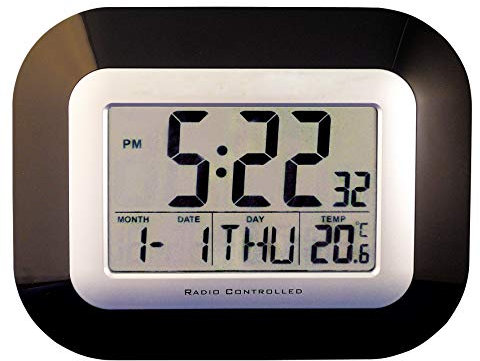 Radio Controlled Digital Electronic Clock - Ideal for classroom spaces, Portable around the room, 23x19cm