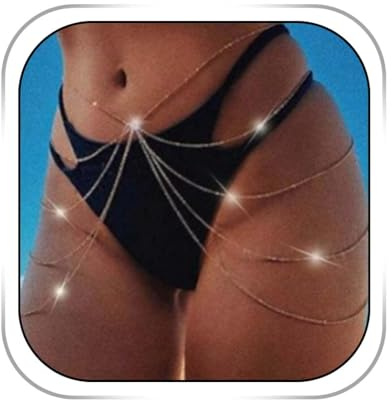 CanB Boho Waist Body Chains Gold Leg Chain Sexy Layered Thigh Hip Chain Beach Bikini Belly Belt Body Accessories Jewelry for Women(style-1)