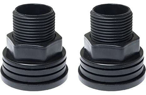 RLECS - Raccordo per paratia in PVC, 2 pezzi, 3/4 maschio 1/2 femmina filettato per serbatoio dell'acqua per barili di pioggia, acquari, serbatoi d'acqua, vasche, piscine, spina doppia filettata