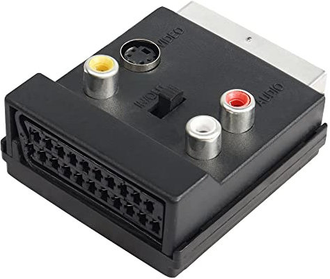 PNGKNYOCN SCART auf 3 RCA S-Video Adapter Umschaltbarer IN Out Scart Stecker auf Scart Buchse S-Video 3 RCA Audio Adapter Konverter