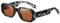 SHES Rechteckige Sonnenbrille für Damen Trendige 90er Jahre Polarisierte Farbtöne Schmaler quadratischer Rahmen SH1007 (Schwarz Tortoise Rahmen Braun Linse)