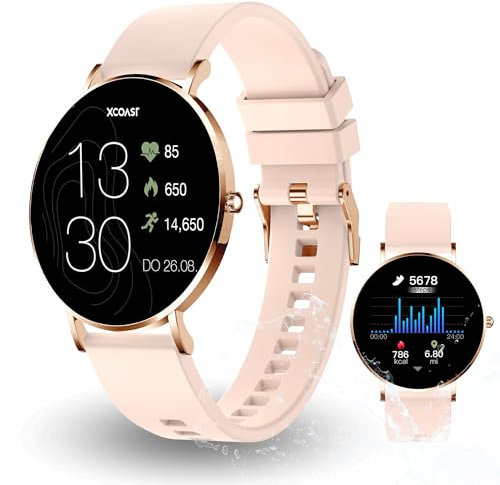 XCOAST SIONA 2 Damen Smartwatch, 1,3 Zoll AMOLED Display, iOS und Android, Frauen Fitnesstracker, Pulsuhr, 21 Sportmodi, Blutsauerstoff, Blutdruck, Wetter, 7 Tage Akku