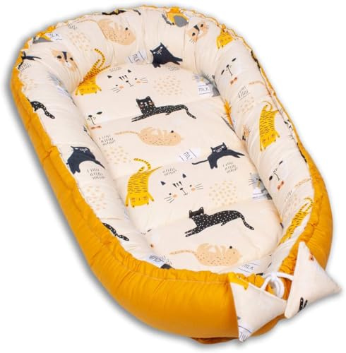 PaLulli nido accogliente 2 lati nido bambino nido nido nido viaggio lettino da viaggio materasso fasciatoio letto Doudou, bozzolo bozzolo per culla - neonati e neonati, 100% cotone Oeko TEX (piuma