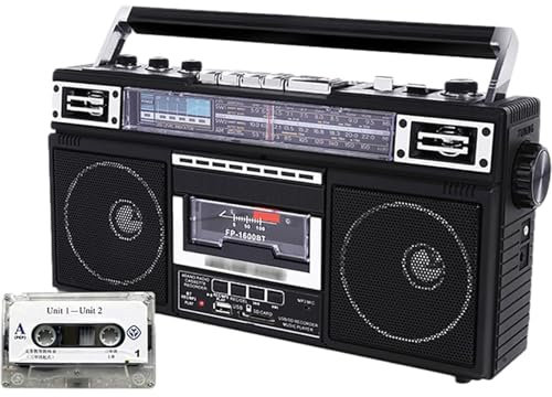 SCHYWL Radio Y Grabadora Retro, Radio Reproductor De Cassette Portátil, con AM/FM/SW1/SW2, Reproductor De CD Portátil Boombox, Radio FM, USB, Altavoz Bluetooth, Función De Transcripción De Soporte