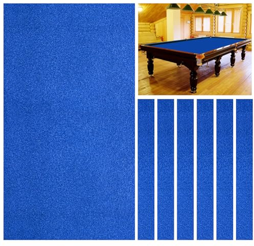 Billiard Cloth, 8.5 ft Pool Table Felt Cloth For 8 ft Pool Tables, Nylon & Felt Blended Billiard Protector with 6 Cloth Strips, Super Cloth Stretching Capacity, Used for Home, Clubs, Bars (blue)