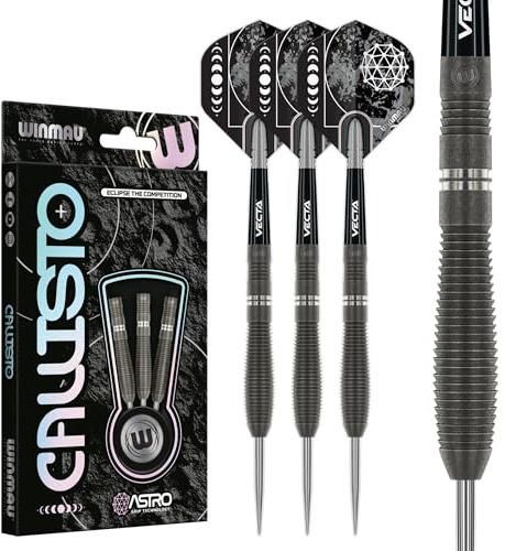 WINMAU Darts Callisto 25g 90% Professionella Volfram Stålspets Dartset med Dartflyg och Dartstammar