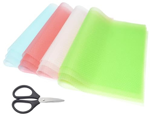 SHENSAIGO 12 Stück Antibakterielle Kühlschrankmatten, Feuchtigkeit Kühlschrank Matten, Rutschfest Kühlschrankeinlagen, DIY Zuschneidbar Kühlschrank Pad für Schubladenmatte Schuhmatte Schrank (29x45cm)