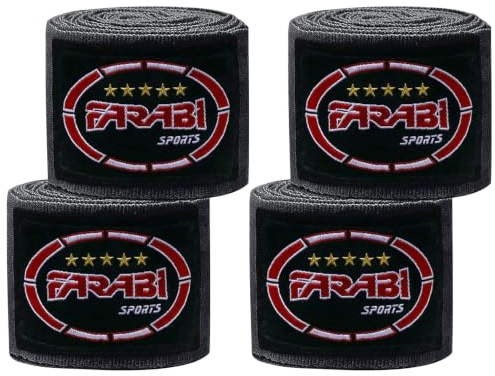 Farabi Sports Kinder Boxing Bandage 2,5 Meter lang boxbandagen - Box Bandages mit Paar für MMA, Muay Thai, Training, Kickboxen und Kampfsport (Schwarz (2er-Pack)
