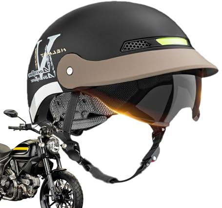 Casco de scooter Jets Casco de ciclomotor para hombre y mujer, casco jet con visera, casco de scooter, casco de moto, casco de motocross, para jóvenes y adultos, 55-60 cm