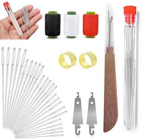 Vesavifaka Set di 34 Strumenti da Cucito, Set di Aghi da Cucito con Cruna Grande, Kit da Cucito, 5 Dimensioni di Aghi per Cucito a Mano, Infila Ago e Kit di Riparazione, Aghi in Acciaio Inossidabile