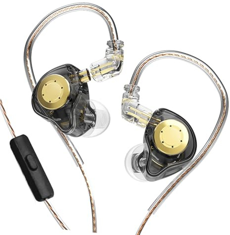 Fesjoy Ergonomiska In-ear Scenhörlurar med Löstagbar Kabel, Rika Musikdetaljer, för Musiker, PU-öronkrokar (Med Mic)