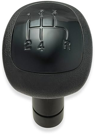 1neiSmartech Pomello per Leva Asta del Cambio 5 Marce Compatibile con Lancia Ypsilon (312) 2011–2015, Colore Nero con Lente Lucida Nera, Retromarcia a Destra