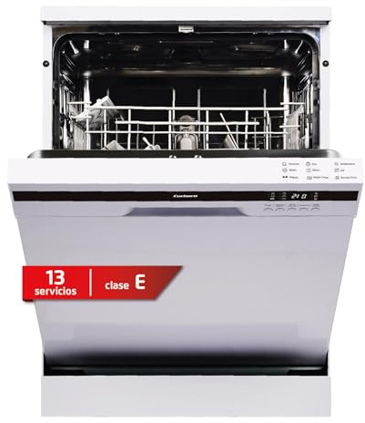 Corberó - Lavavajillas Plus 60cm | CLVG656W | 13 cubiertos | 5 Programas | 4 Temperaturas | Display LED | Media Carga | Función Secado Extra | Inicio Diferido | Compatible con tablets 3 en 1 | Blanco