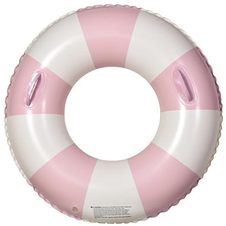 Piscina galleggianti per bambini, tubo per piscina a quadretti retrò, spesso, anti-ribaltamento, anello da nuoto in PVC carino con manici per bambine, 31, 5 pollici.