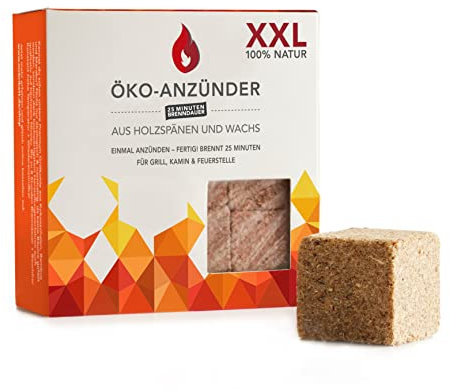 McBrikett ÖKO-ANZÜNDER XXL WÜRFEL, Grillanzünder, Kaminanzünder, 25 Minuten Brenndauer, 550 g,100% Natur