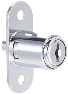 sourcing map Verrou Serrure à piston pour tiroir bureau armoire diamètre du cylindre 3/4, longueur du cylindre 7/8, finition chromée en alliage de zinc, clés identiques