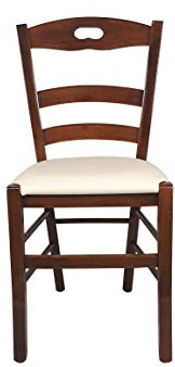 Sedam Srl Sedia Loire, in Legno Massello, Varie Sedute e Colori, Imbottita, Alta qualità, ORDINE MINIMO 2 PEZZI (Noce Chiaro, Imbottita Beige)