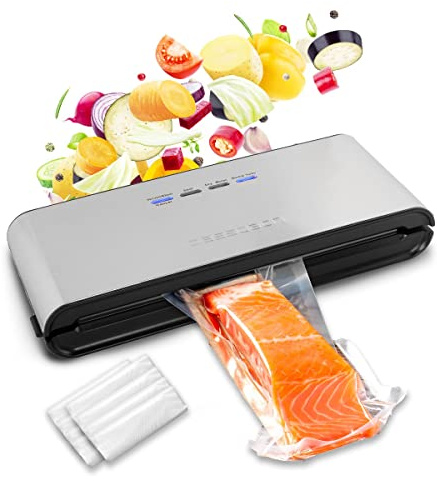classbach® C-VK 4000 Vacuum Sealer/Vacuum Sealer/Film Welding Machine for Sous Vide 8x Longer Fresh 18 Professional Food Storage Bags Included Stainless Steel Casing