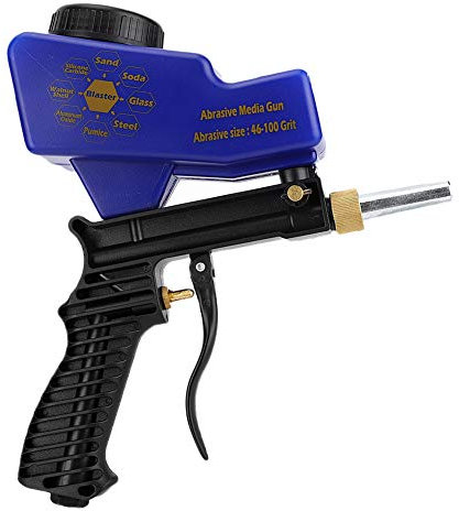 Sandstrahlpistole, Tragbarer Pneumatischer Hand-Schwerkraft-Sandstrahler Einstellbare Durchflussrate Spritzpistole Strahlmaschine Sandstrahlpistolen-Set mit Düsenbehälter Zum Sprühpolieren Entfernen V