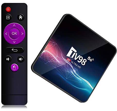 TV98 Android 12.1 TV Box 2GB RAM 16GB ROM H313 Chipset Smart Boîtier TV Builtin 2.4G/5G WiFi Bluetooth, Support 4K 3D UHD H.265