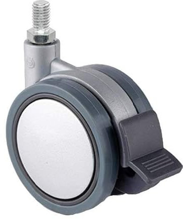 der ROLLENDE SHOP - Design Rollen für Möbel - Lenkrolle mit Feststeller und Gewindestift M10 75 mm Elastik - Serie Gray EVA