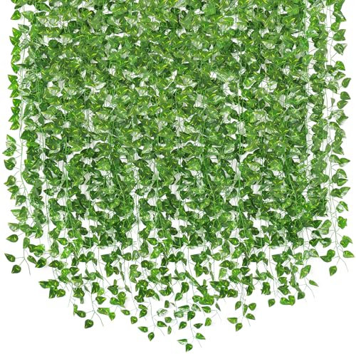 SOMYTING Lot de 14 guirlandes de lierre artificiel à suspendre - Plantes artificielles - Longueur totale : 28 m - Pour rideau, cuisine, mariage, balcon, jardin, fête