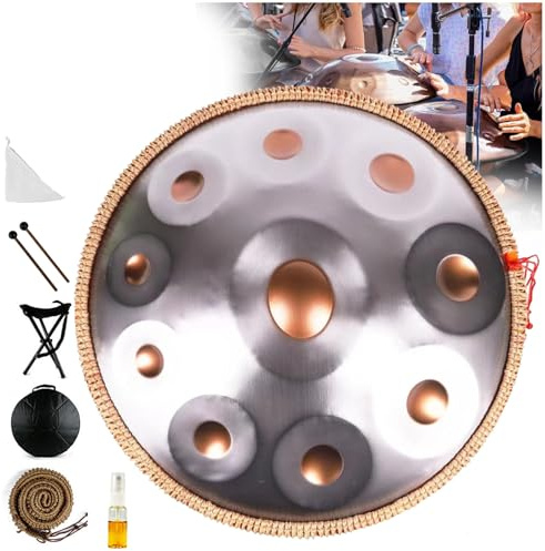 9 Note Stål Handtrumma,432HZ Handpan Steel Trummor,Hand Pan In G Minor,18 Inch Handpan Drums Instrument För Med Handpan Bag (A)