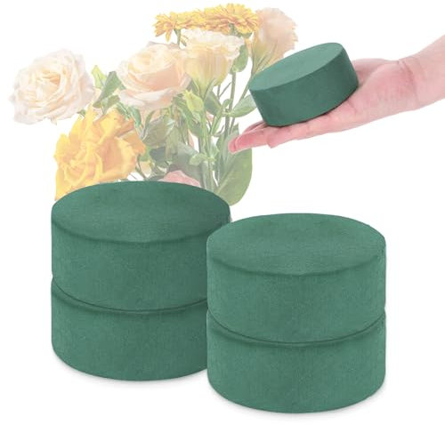 4PCS Round Floral Foam Blocks, 10x10x4cm Cylinder Wet Dry Floral Foam, Florist Foam Block for Fresh and Artificial Flower, Ideal for Room Decor, Weddings, Party, Floristry Displays and Designs