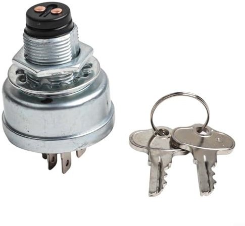 Besshepplo Interrupteur d'allumage avec clé pour tondeuse à gazon A463A tracteur 3 positions 5 bornes 2 boutons