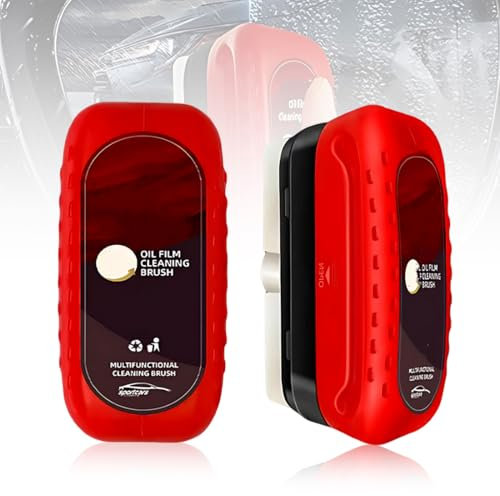 Detergente per Pulizia Vetri Auto,2 Automotive Oil Film Cleaning Brush,Detergente per Vetri Auto,Rimuovi Pellicole D'olio per Vetri,Potente Detergente per Parabrezza e Rimozione della Pellicola d'olio