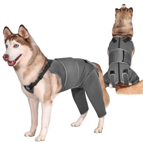 OneTigris Hundebody Nach OP, Hundebody Nach Kastration Rüde mit Verstellbaren Riemen, Weich Leckschutz Hunde für Rüde Oder Hündin, Body Hund für Kleine/Mittlere/Große Hund (L)