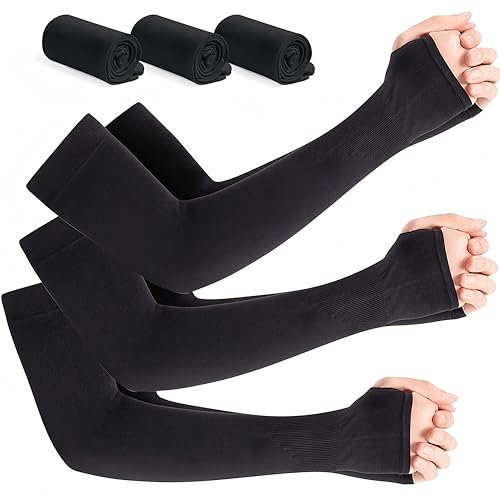 THXFUNAREA 3 pares de brazos de compresión mangas de protección solar para hombre y mujer protección UV protección contra los brazos protección contra el frío UPF 50 calentadores de brazo para golf
