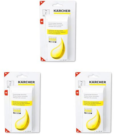 Kärcher 6.295-302.0 Nettoyant vitres concentré (4 x 20 ml) détergent pour nettoyeurs de vitres (Lot de 3)