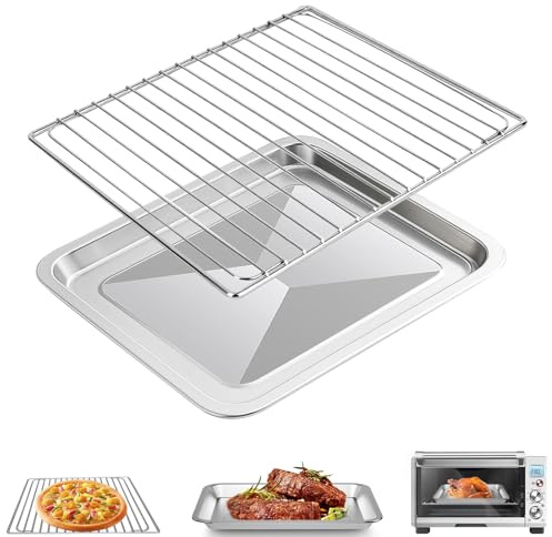 GWYXC Air Fryer Rack and Tray Replacement for Breville Oven BOV845BSS, 14''x 11.6''&11.77''*11.77', Air Fryer Grill Set Stainless Steel Basket Wire Rack Accessories Parts, Dishwasher Safe