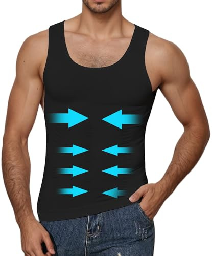 WINKEEY Maillot de Compression pour Hommes Shapewear Débardeur d'Amincissement sous-Chemise Minceu Body Shaper, Noir M