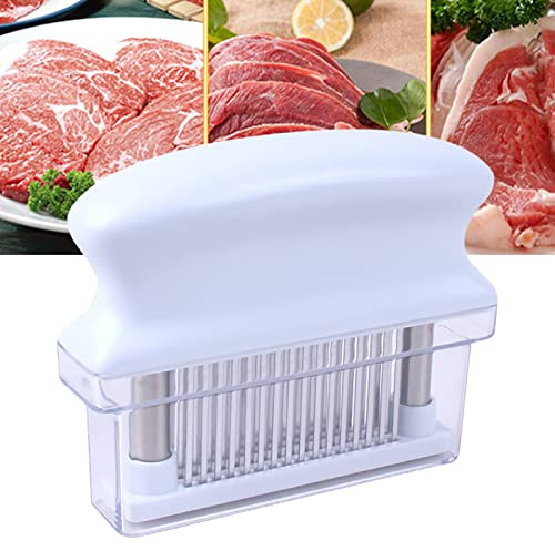 TARSHYRY Inteneritore per Bistecche di Maiale e Manzo con 48 Lame, Strumento da per la Preparazione della Carne (WHITE)